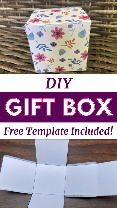 Handmade Boxes Paper, Box Patterns Templates Free Printable, Diy Box Gift How To Make, Paper Gift Boxes Diy Free Printable, Mini Gift Box Template, How Do You Make A Box Out Of Paper, Make Gift Boxes Diy Projects, Cardstock Gift Box Diy, Diy Box Template Free Printable