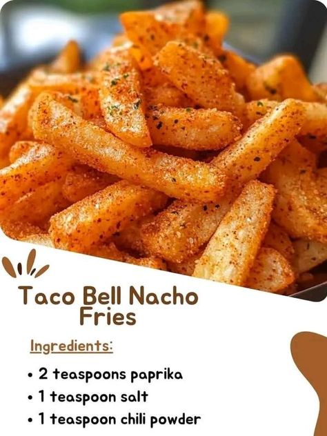 Taco Bell Fries, Taco Bell Nachos, Taco Bell Nacho Fries, Fries Seasoning, Taco Fries, Nachos Fries, Yummy Potatoes, Seasonal Meals, Savory Side Dishes