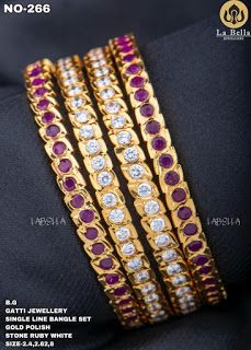 Labella New Collection December 2020 - Indian Jewelry Designs Stone Bangles Gold, Indian Brides Jewelry, Simple Gold Bangle, Plain Gold Bangles, Ruby Jewelry Necklaces, Latest Jewellery Designs, Ruby Bangles, Stone Bangles, Diamond Pendant Jewelry