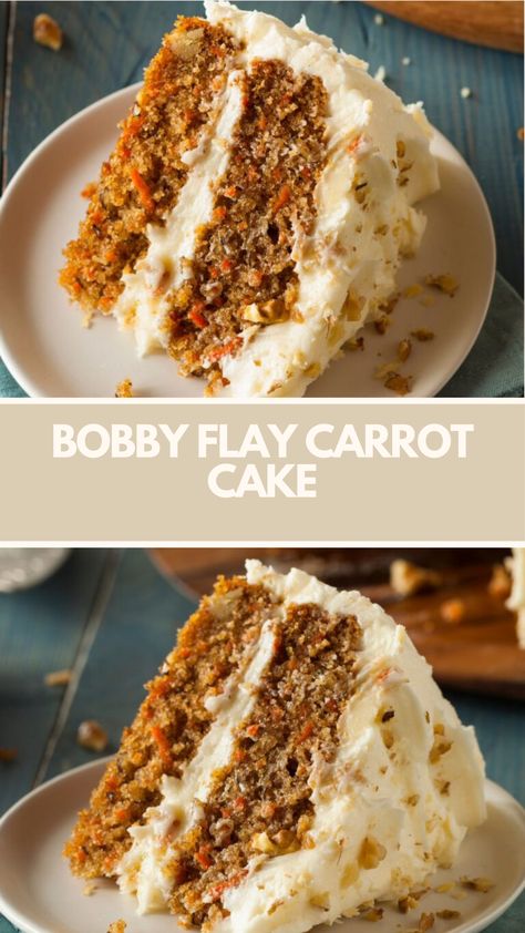 Bobby Flay’s Carrot Cake features a blend of ingredients like fresh carrots, pineapple, and ginger, yielding a moist and flavorful dessert. This recipe requires a total time of 95 minutes and serves 12 people. Carrot Cake Homemade, Sara Lee Carrot Cake Recipe, Carrot Cake Designs Ideas, Large Carrot Cake Recipe, Spicy Carrot Cake Recipe, Yummy Cakes Homemade, Gourmet Carrot Cake, Publix Carrot Cake Recipe, Best Ever Carrot Cake Recipe