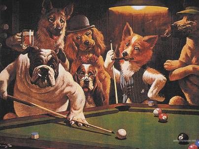 Anthromorphism is by definition: Any attribution of human characteristics (or characteristics assumed to belong only to humans) to animals, non-living things, phenomena, material states, objects or… Dog Poker, Dogs Playing Pool, Arthur Sarnoff, Dogs Playing Poker, Playing Pool, Dogs Playing, Cave Paintings, A Level Art, Human Art