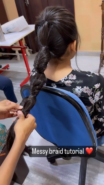 Chennai makeup artist on Instagram: "Messy braid tutorial ❤️ #hairtutorial #messybraid #reels #reelsinstagram #tutorials #hairstyles #hairstyle #hairstylist #bridalhair #bridalhairstyle #bridalhairstyles #chennaimua #messybun #hairstyle #hairtransformation #reelitfeelit #reelkarofeelkaro #chennai" Messy Braid Tutorial, Messy Braid, Down Hairstyles For Long Hair, Messy Braids, Braided Hairstyle, Braid Tutorial, Hair Braiding, Artist On Instagram, Hair Transformation