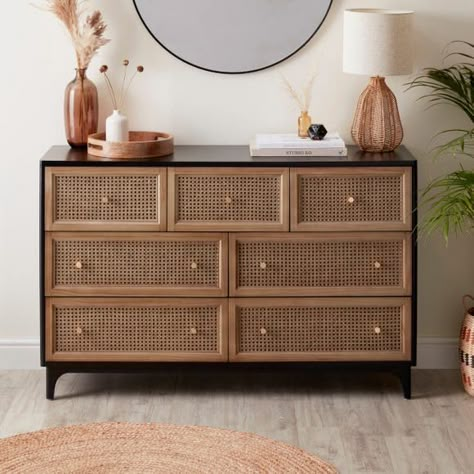 Drawers Decor, Chest Of Drawers Decor, Chest Of Drawers Makeover, Rattan Bedroom, Chest Of Drawers Bedroom, Modern Chests, Modern Chest Of Drawers, Bedroom Drawers, Bedroom Chest Of Drawers