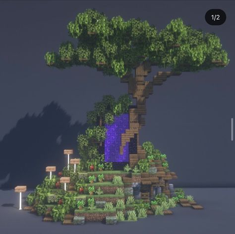 Stone Path Minecraft, Tree Portal, Minecraft Portal, Minecraft Tree, Minecraft Shops, Minecraft Garden, Mojang Minecraft, Case Minecraft, Rumah Minecraft Sederhana