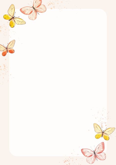 Purple White Butterfly Cute Watercolor Blank Note A4 Document - Templates by Canva Butterfly Border Design, Pretty Templates, Slides Background, Butterfly Cute, Note Pad Design, A4 Document, Note Writing Paper, Slide Background, Butterfly Background