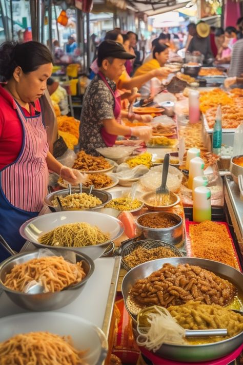 Thai street food bangkok Thai Food In Thailand, Bangkok Thailand Street Food, Thailand Aesthetic Food, Thailand Food Street, Cake Baddie, Gain Weight Healthy, Night Market Food, Healthy Food Activities, Thailand Street Food