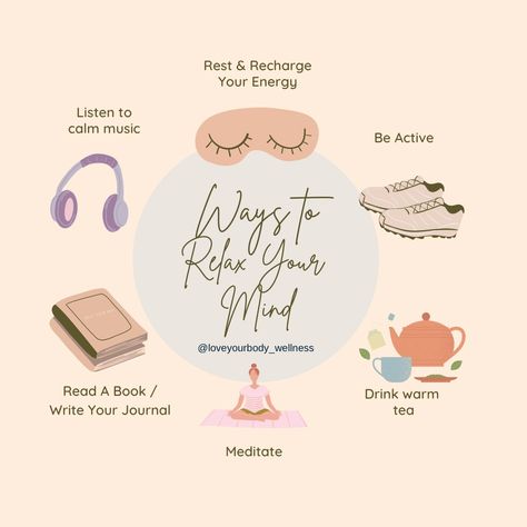 Relaxing Your Mind, Things To Relax Yourself, Ways To Rest Your Mind, Ways To Relax Your Mind, Relaxing Methods, How To Relax, Mind Relaxing Quotes, Behavioural Activation, Relaxing Stuff