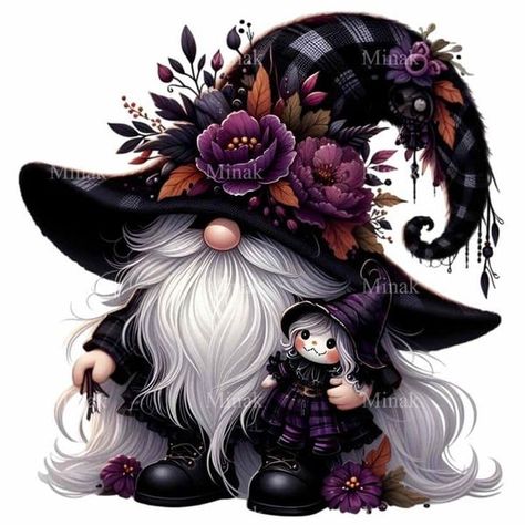 Halloween Paper Dolls, Celtic Druids, Crafty Hobbies, Gnome Pictures, Halloween Gnomes, Halloween Gnome, Gnome Clipart, Crafts Fall, Purple Halloween