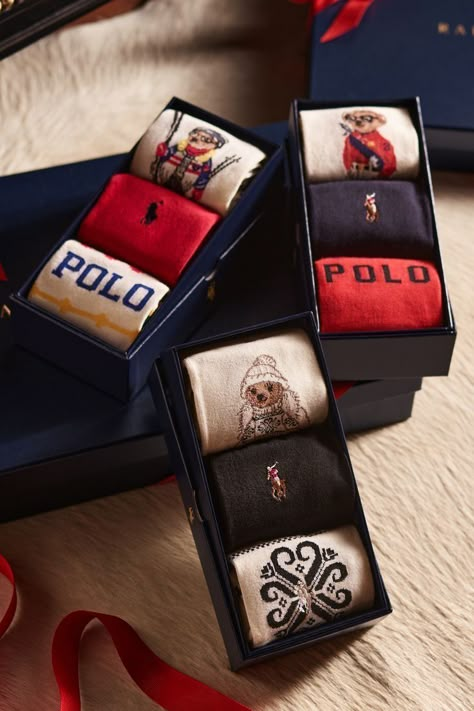 Old Money Gifts For Him, Polo Bear Socks, Polo Socks, Ralph Lauren Socks, Polo Ralph Lauren Outfits, Ralph Lauren Aesthetic, Money Dress, Gift Set For Men, Sock Gift