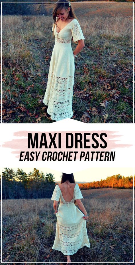 Crochet maxi dress pattern      #Dress  #crochet#crochetpattern via @shareapattern.com Crochet Wedding Dress Pattern, Crochet Wedding Dresses, Crochet Wedding, Crochet Maxi Dress, Crochet Clothes For Women, Crochet Maxi, Summer Dresses For Wedding Guest, Maxi Dress Pattern, Dress Crochet