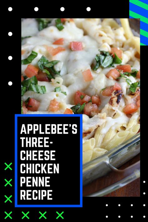 Applebees Alfredo Sauce, Three Cheese Chicken Penne, Chicken Penne Recipes, Applebees Copycat Recipes, Chicken Penne, Chicken Skillet Recipes, Chicken Skillet, Skillet Recipes, Cheese Chicken