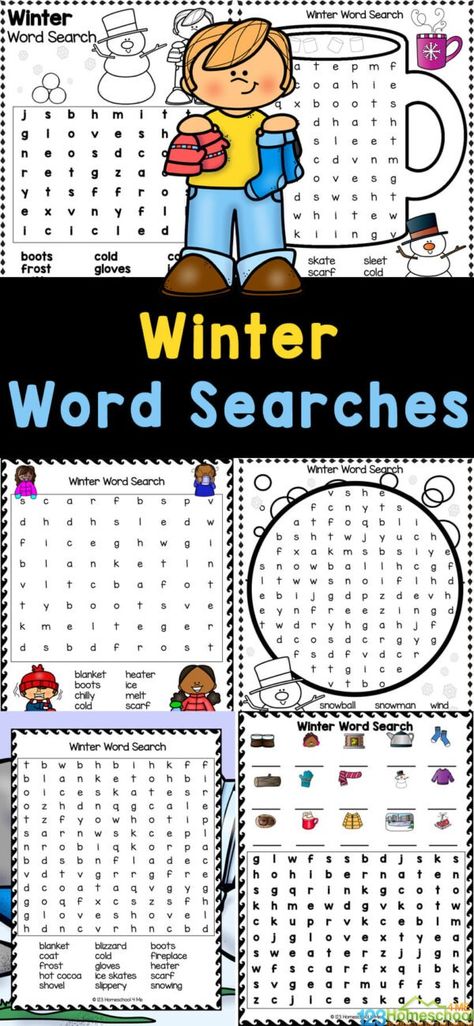 These Winter Word Searches are fun, engaging activity for kids during the cold months of December, January, and February. These winter word search free printable pages have varying degrees of difficulty making these winter word search printable fun for children in preschool, pre-k, kindergarten, first grade, 2nd grade, 3rd grade, 4th grade, and 5th graders too. Simply print the winter word search pdf for kids to play and learn while finding words to do with winter like snow, hot chocolate, winte Winter Word Search, Winter Stem Activities, Winter Science Activities, January Theme, Winter Stem, Winter Activities For Toddlers, Winter Science Experiments, Snowmen Activities, Winter Science