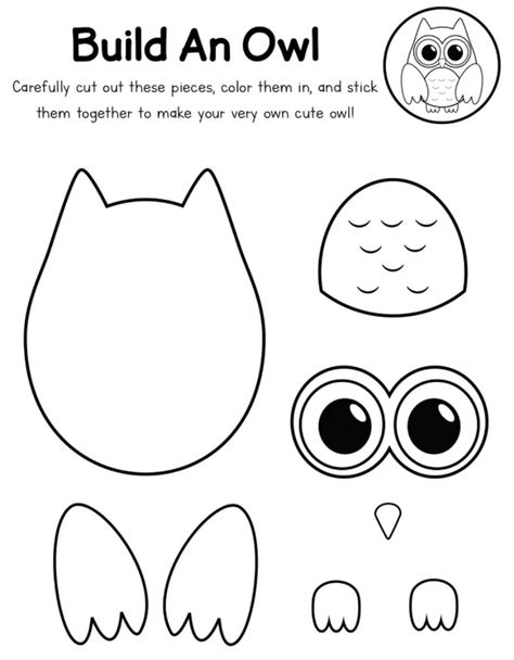 Owl Art For Preschoolers, Easy Owl Crafts For Preschoolers, Wow Said The Owl Activities, 3d Owl Crafts, Nocturnal Animals Preschool Crafts Art Projects, Owl Preschool Activities, Owl Template Printable Free, Owl Activities For Preschool, Snow Owl Craft