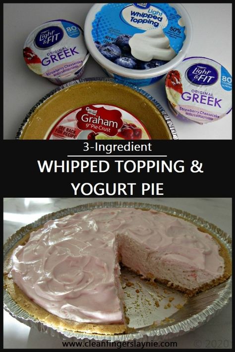 Ww Pie Recipes, Frozen Yogurt Pie, Ww Cool Whip Desserts, Healthy Whipped Cream Desserts, Yogurt Cool Whip Pie, Yogurt Whipped Cream, Cool Whip Pies, Yogurt Pie, Whipped Yogurt