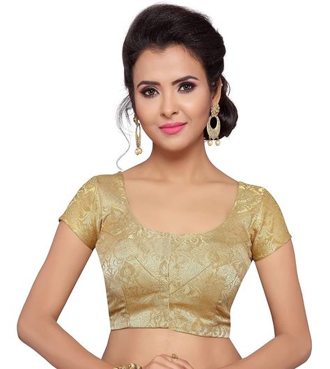 Indian Crop Top, Silk Sari Blouse, Indian Crop Tops, Golden Blouse, Blouse Indian, Sari Design, Wedding Saree Blouse, Indian Saree Blouse, Brocade Blouses