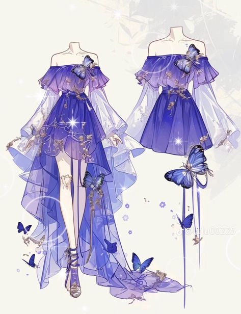 Dress Design Drawing, Clothing Design Sketches, Fantasy Dresses, Fashion Drawing Dresses, Anime Inspired Outfits, Drawing Anime Clothes, Dress Design Sketches, Fashion Illustration Dresses, Dress Sketches