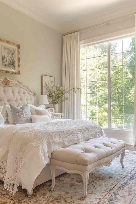 38 French Country Bedroom Ideas for a Serene Space With Provincial Charm Aesthetic French Bedroom, Colonial Chic Bedroom, Southern Coastal Bedroom, Shabby Chic Bedroom Ideas, French Provincial Furniture Bedroom Sets, French Bedroom Decor Vintage, French Country Bedroom Decor Ideas, French Provincial Decor Bedroom, French Style Bedroom Vintage