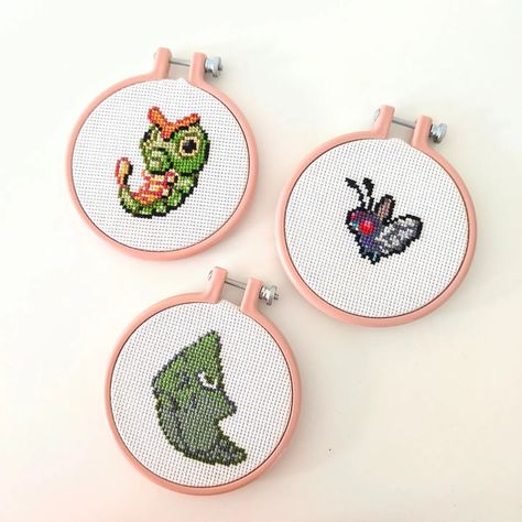 Finished the next three pokémon in my kanto cross stitch challenge! 😍 I have a lot more to go but I love doing these as a break from bigger projects. #pokemon #pokemonpixelart #pokemongo #pokemoncommunity #crossstitchaddict #crossstitchlove #crossstitch #crosstitching #embroiderersofinstagram #embroidery #embroideryart #embroiderydesign Embroidery Pokemon Patterns, Embroidery Pokemon, Pokemon Embroidery, Pokemon Pattern, Cross Stitch Love, Pokemon Go, Embroidery Art, Pixel Art, Embroidery Designs