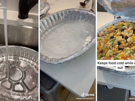 This Viral Hack Shows You How to Keep Food Cold Outside How To Keep Food Cool Outside Party, Keep Salads Cold At A Party, Keeping Food Cold Outside Party Summer, Cold Foods For Picnic, Keeping Food Cold Outside Party, Party Hacks Outdoor, Keeping Food Cold At A Party, Keep Food Cold Outside Party, Keep Food Warm For Party