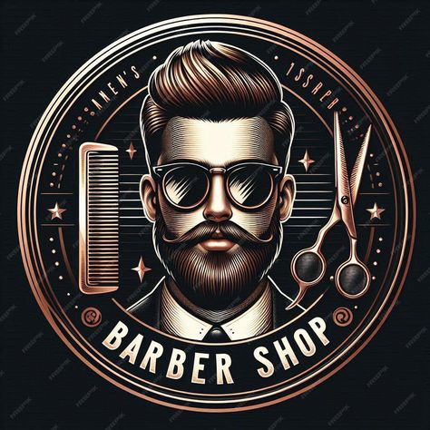 Mens barber shop logo consisting of a comb and scissors with bronze stripes on a black background | Premium AI-generated image Logo Barber Shop, Barber Shop Logo, Mens Barbershop, Scissors Barber, Barber Logo, Shop Logo, Bad Boy, Barber Shop, Black Background