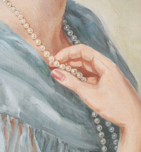 Pearl Necklace Painting, Pearl Necklace Drawing, Aphrodite Shrine, Pearl Artwork, Pearl Painting, Water Colour Ideas, Beauty Bouquet, Bathroom Vibes, Art Topics