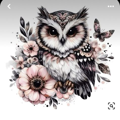 Pretty Owl Tattoo, Female Owl Tattoo, Owl Wrist Tattoos For Women, Owl Flower Tattoo, Owl Tattoo For Women Unique, Owl And Flower Tattoo, Owl Tattoos For Women, Owl Tattoo For Women, Owl Tattoo Ideas