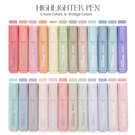 Cute Aesthetic School Supplies, Pens For Journaling, Zeyar Highlighter, Stationary Supplies Aesthetic, Highlighter Stationary, Art Materials Aesthetic, Best Stationary Supplies, Amazon School Supplies, Highlighters Aesthetic