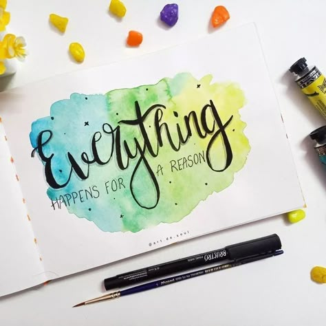 Brush Pen Calligraphy Quotes, Aesthetic Calligraphy Ideas, Cute Diary Ideas Writing, Watercolor Calligraphy Quotes, Inspirational Quotes Calligraphy, Calligraphy Art Quotes, Watercolor Hand Lettering, Calligraphy Quotes Doodles, Brush Lettering Quotes