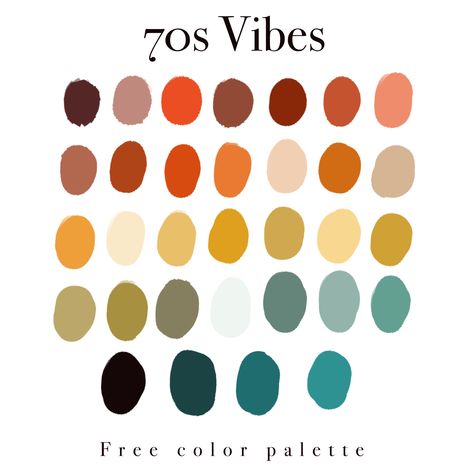 Retro Colors 70s, 60s Aesthetic Color Palette, 70s Earth Tones, Earthy Retro Color Palette, Retro Paint Palette, 70s Room Color Palette, Vintage Boho Color Palette, Retro Color Scheme 70s, 70s Colors Palette