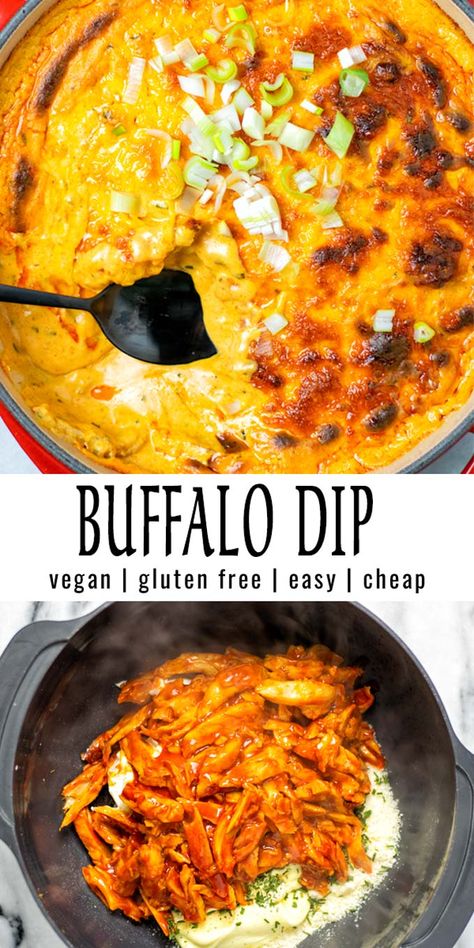 This Buffalo Dip is so easy to make and better than any other buffalo chicken. You will be impressed this is vegan, because the taste will never give it away. Creamy, packed with an amazing texture and baked to cheesy perfection with the most amazing texture. #vegan #dairyfree #vegetarian #contentednesscooking #dinner #lunch #mealprep #buffalodip Vegan Buffalo Chicken Dip, Vegan Buffalo Dip, Buffalo Dip Recipe, Vegan Buffalo Chicken, Contentedness Cooking, Budwig Diet, Vegan Casseroles, Dip Vegan, Buffalo Dip