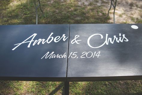 Beer Pong Table Just for Us Diy Wedding Beer Pong Table, Beer Pong Wedding Table, Beer Pong Table Guest Book, Beer Pong Wedding Reception, Wedding Beer Pong Table Painted, Wedding Pong Table, Wedding Beer Pong Table, Wedding Beer Pong, Custom Beer Pong Tables