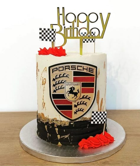 Porsche Birthday Party Ideas, Porsche Themed Birthday Party, Porsche Birthday Cake, Aesthetic Birthday Cake Ideas, Porsche Cake, Basketball Birthday Cake, Aesthetic Birthday Cake, Sweet 16 Birthday Gifts, Small Birthday Cakes