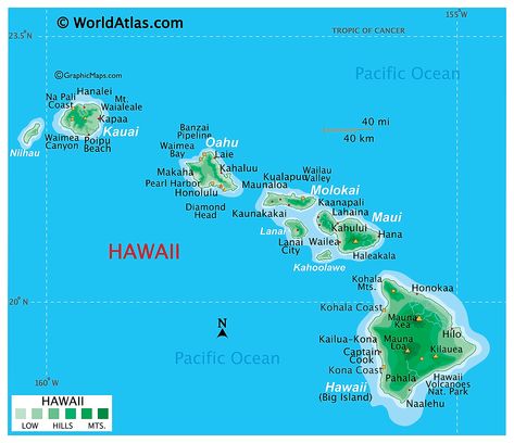 Hawaii Maps & Facts - World Atlas Waimea Kauai, Hawaiian Islands Map, Honolulu Vacation, Map Of Hawaii, Hawaii Vacation Tips, Hawaii Trip Planning, Hawaii Things To Do, Lahaina Maui, Hawaii Travel Guide