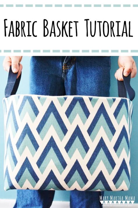 Fabric Basket Tutorial: Make Storage Baskets Quickly – Mary Martha Mama Fabric Box Pattern, Diy Fabric Basket, Basket Sewing Pattern, Fabric Basket Tutorial, Diy Sy, Basket Tutorial, Fabric Box, Mary And Martha, Fabric Storage Bins