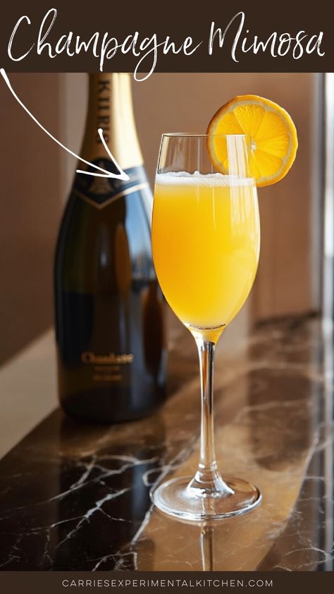 Bubbly champagne and orange juice make up this simple Mimosa cocktail perfect for weekend brunch or holiday family gatherings. Best Champagne For Mimosas, Champagne And Orange Juice, Champagne Mimosa, Mimosa Cocktail, Mimosa Recipe, Best Champagne, Drink At Home, What To Make For Dinner, Alcoholic Cocktails