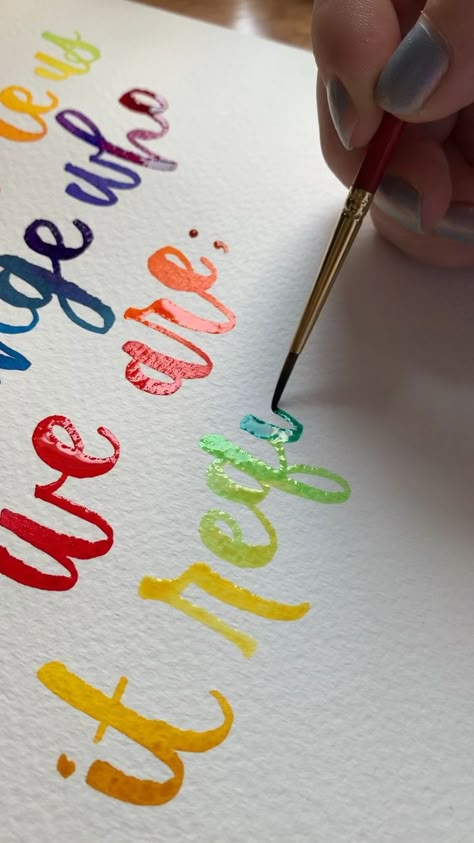 Water Colour Lettering, Hand Lettering With Paint Brush, Calligraphy With Paint Brush, Writing With Paint Brush, Calligraphy With Watercolor, How To Blend Watercolors, Watercolour Writing, Satisfying Calligraphy, Watercolour Letters