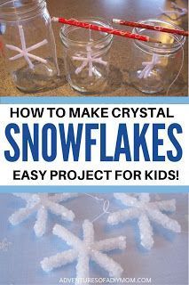 Snowflakes For Kids, Wire Angel, Easy Winter Crafts, Diy Mom, How To Make Crystals, January Crafts, Fun Projects For Kids, Snowflake Craft, Child Hood