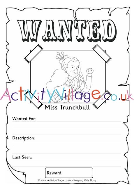 Miss Trunchbull Wanted poster Matilda Activities For Kids, The Enormous Crocodile, Georges Marvellous Medicine, Miss Trunchbull, Roald Dahl Day, The Twits, The Giant Peach, Champions Of The World, Roald Dahl