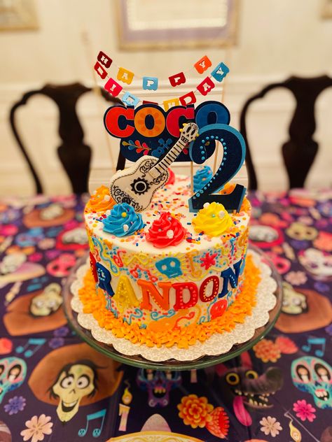 Coco Cakes Birthday, Coco Theme Birthday Cake, Coco Themed First Birthday Party, Coco Smash Cake, Coco Movie Birthday Party, Disney Coco Birthday Cake, Coco Disney Cake, Coco 2nd Birthday Party Boy, Coco Birthday Theme