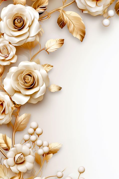 Prompt: Bright white background. Design: metal like gold flower border on one side and in one corner., no 📌 The image was generated by AI MidJourney... ✨🌸 Colma.do - Dive into a sea of home decor magic! �💖 Unleash your inner decorator with fun DIY videos, breathtaking images, and insightful reviews. 🌼 And don't miss out on our fabulous store with prices so low, they'll make you sparkle! ✨🛍 Dive in, lovely! 🎀💕 Gold Flowers Background, Black And White And Gold Wallpaper, Gold Floral Wallpaper, Gold Floral Background, Gold Flower Background, Gold And White Background, Gold Flower, Gold Background Aesthetic, White And Gold Wallpaper