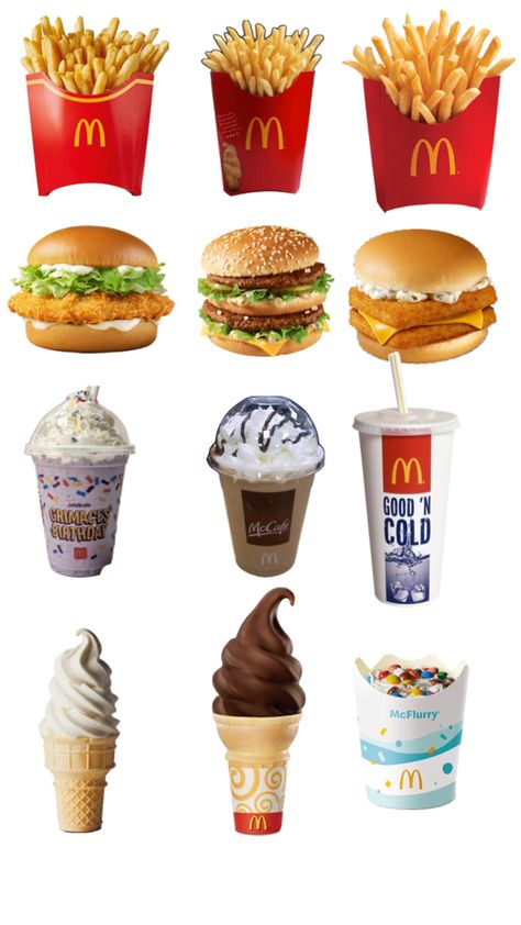 Fast Food Board, Random Emojis, Mc Donald, Food Clipart, Paper Notebook, Home Screen Ideas, Clay Food, Food Board, Pretty Food