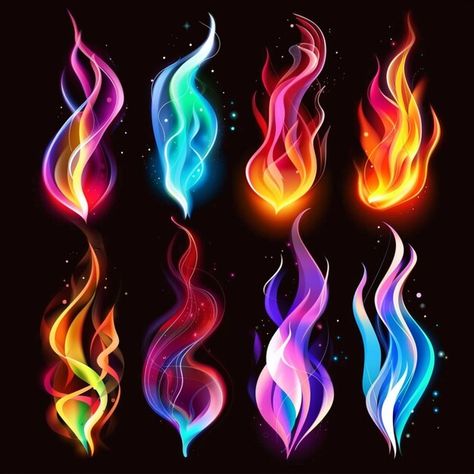 Photo flame shaped colors against a blac... | Premium Photo #Freepik #photo Water And Fire Color Palette, Fire Patterns Design, Hellfire Tattoo, Vrc Avatars, Flames Painting, Neon Flames, Power Reference, Flames Art, Waist Tattoo