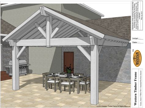 Overhang Patio Back Porches, A Frame Pergola Attached To House, Pavilion Attached To Garage, How To Build A Covered Patio Attached To House, Outdoor Patio Roof Off Back Of House, Outdoor Kitchen Attached To Garage, Adding Patio Roof To Back Of House, Gazebo Attached To Garage, Deck Covers Attached To House