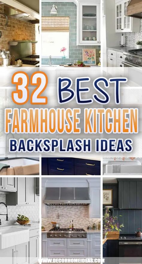 Best Farmhouse Kitchen Backsplash Ideas. Create an accent in your farmhouse kitchen with a fancy backsplash. Get some inspiration from these rustic backsplash ideas and designs. #decorhomeideas Rustic Backsplash Ideas, Modern Farmhouse Kitchen Backsplash, Farmhouse Kitchen Backsplash Ideas, Country Kitchen Backsplash, Tin Backsplash Kitchen, Rustic Kitchen Backsplash, Industrial Farmhouse Kitchen, Backsplash Trends, Rustic Backsplash