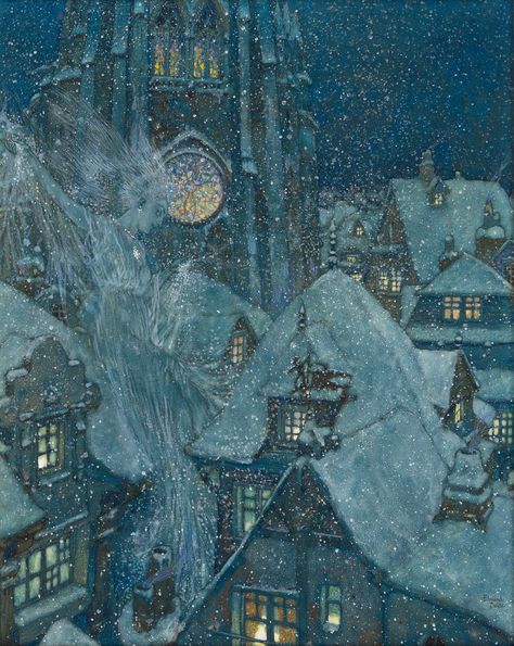 EDMUND DULAC (1882 1953) The Snow Queen [HANS CHRISTIAN ANDE Hans Andersen, Andersen's Fairy Tales, Edmund Dulac, Wallpaper Winter, Dark Christmas, The Snow Queen, Fairytale Art, Hans Christian, Whimsical Illustration