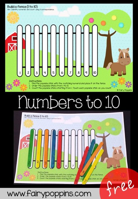 Number Order Activities Preschool, Ordering Activities, Number Kindergarten, Fairy Poppins, Number Ordering, Farm Activities Preschool, Learning Numbers Preschool, Preschool Farm, Farm Theme Preschool