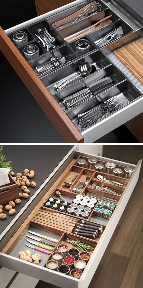 Large Cutlery Drawer, Utensils Organization Ideas Drawer, Kitchen Cabinet Dividers, Kitchen Utensils Drawer, Wide Drawers Kitchen, Modular Kitchen Storage Ideas, Wide Kitchen Drawers, Kitchen Drawer Accessories, Kitchen Drawer Divider