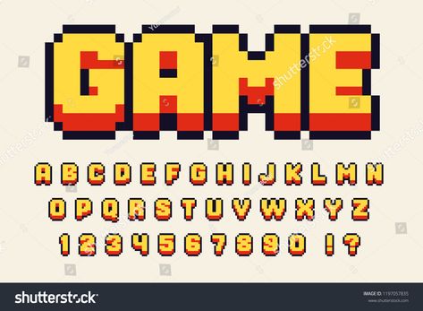 Game Letters Font, 8 Bit Letters, Video Game Fonts Alphabet, 8 Bit Lettering, Video Game Lettering, Video Game Letters, 8 Bit Font, 8 Bit Game Design, Game Font Design