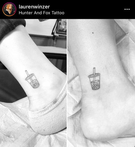 Bubble Tea Tattoo, Realistic Tattoo Ideas, Tea Tattoo, Matching Friend Tattoos, Matching Best Friend Tattoos, Timeless Tattoo, Matching Friend, Coffee Tattoos, Bff Tattoos