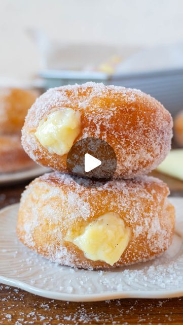 Nabeah Wahab on Instagram: "These soft and fluffy Bomboloni are for the Monza 🇮🇹 AND Ferrari win edition of my Dine to Survive F1 series! 

Fluffy fried balls of dough, covered with sugar and filled with an amazing pastry cream?? Yes please. The recipe is up on my blog (in bio) OR leave “BOMBOLONI” below to receive it in DMs! 

https://nombeah.com/bomboloni-italian-doughnuts/

#f1 #bomboloni #donuts🍩 #pastrycream #monzagp" Bomboloni Recipe, Fried Balls, Italian Donuts, Breakfast Cakes, Canadian Recipes, Canadian Food, Doughnut Recipe, Pastry Cream, Breakfast Cake